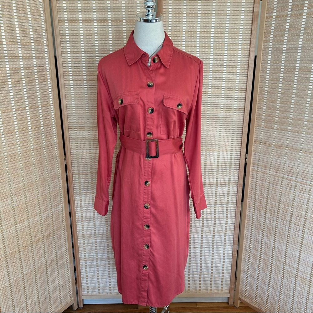 Time and Tru Women's Midi Dress in Coral